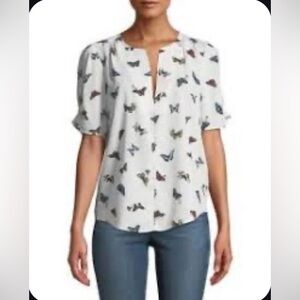 Joie Odelette blouse in white butterfly print